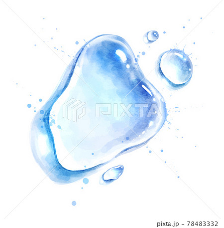 Watercolor illustration of pure water drops 78483332