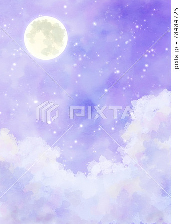 満月 星空 背景のイラスト素材