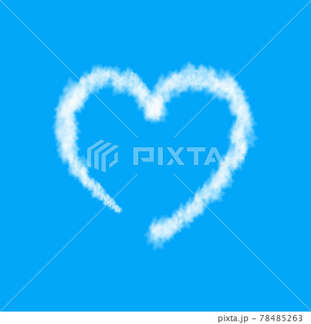 Plane track or white cloud heart isolated on blue background. Plane track or white cloud heart isolated on blue background. 78485263