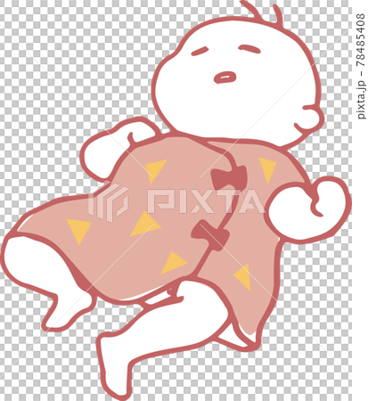 Cute hand-drawn manga-style illustration of a baby sleeping on his back Cute hand-drawn manga-style illustration of a baby sleeping on his back 78485408