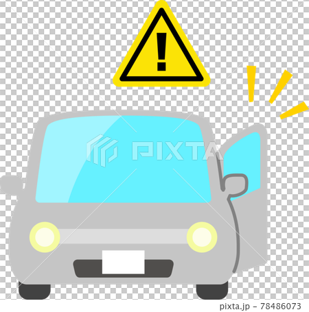 Car With Open Door And Exclamation Mark Stock Illustration