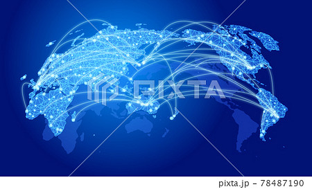 グローバルデジタルネットワークイメージ青色背景 78487190