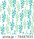Seamless decorative green foliage pattern. Elegant vintage texture branches with leaves on white background. Vector tempate for fabric, wallpaper, backgrounds, wrapping paper, package, covers 78487635