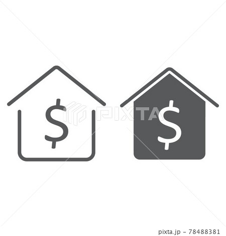 Dollar house line and glyph icon, real estate 78488381