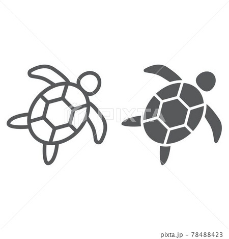 Sea turtle line and glyph icon, animal 78488423
