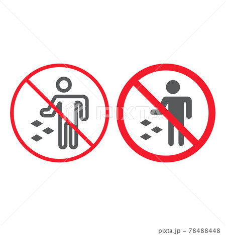 Do not litter line and glyph icon, prohibition and forbidden, no garbage sign vector graphics, a linear pattern on a white background, eps 10. Do not litter line and glyph icon, prohibition and forbidden, no garbage sign vector graphics, a linear pattern on a white background, eps 10. 78488448