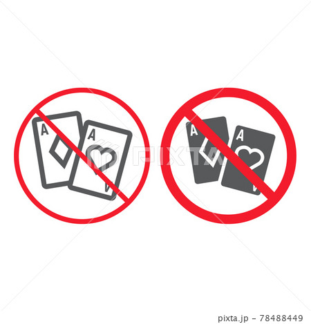 No gambling line and glyph icon, prohibition and forbidden, no casino sign vector graphics, a linear pattern on a white background, eps 10. No gambling line and glyph icon, prohibition and forbidden, no casino sign vector graphics, a linear pattern on a white background, eps 10. 78488449