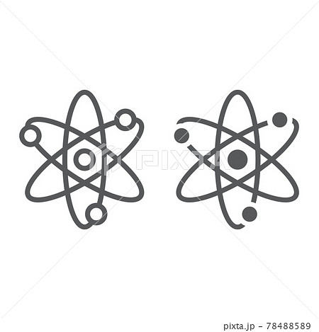 Atom line and glyph icon, school and education, physics sign vector graphics, a linear pattern on a white background, Atom line and glyph icon, school and education, physics sign vector graphics, a linear pattern on a white background, 78488589