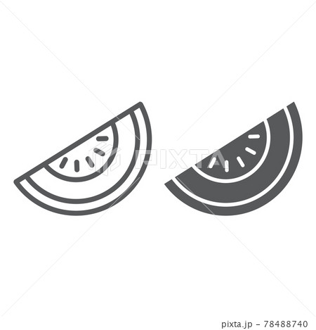 Melon line and glyph icon, fruit and vitamin, Melon line and glyph icon, fruit and vitamin, 78488740