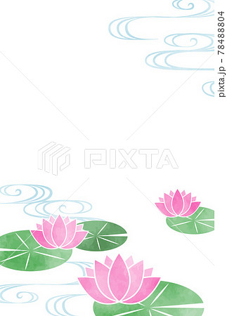 睡蓮と流水のイラストの背景素材のイラスト素材