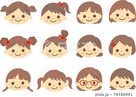 いろいろな女の子の顔のイラストのイラスト素材 [78488991] - PIXTA