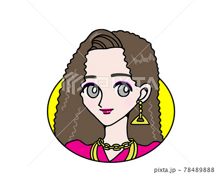 流行ヘアメイク平成バブル風ファッションの女性 78489888