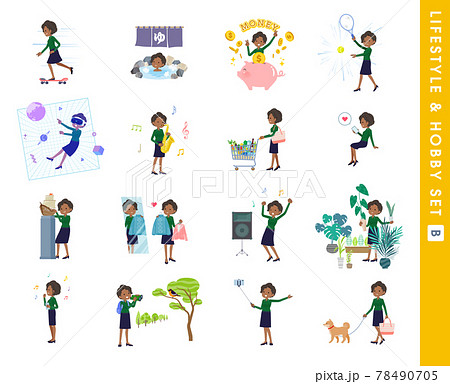 趣味とライフスタイルに関する黒人ビジネス女性のセット。Bタイプ 趣味とライフスタイルに関する黒人ビジネス女性のセット。Bタイプ 78490705