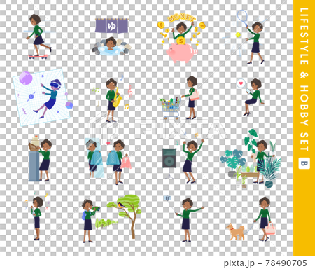 A set of black business women about hobbies and lifestyle. B type 78490705