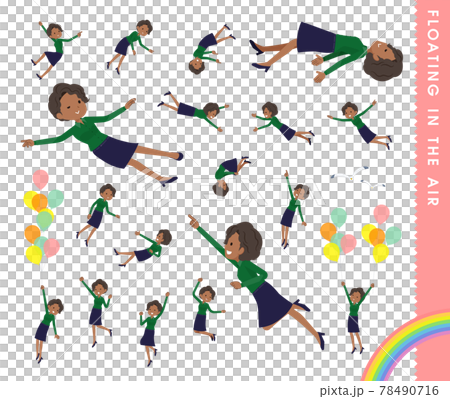 一組漂浮在空中的黑人女商人 78490716