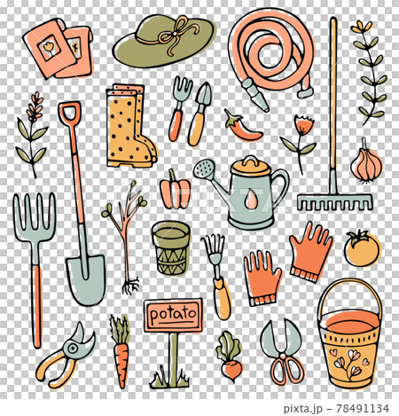 Doodle garden set, tools, elements and stuff 78491134