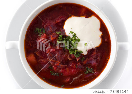 Traditional Ukrainian Russian borsch. Beetroot soup Traditional Ukrainian Russian borsch. Beetroot soup 78492144