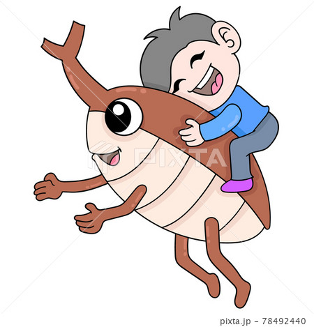 boy is imagining riding a giant beetle on an adventure, doodle icon image kawaii boy is imagining riding a giant beetle on an adventure, doodle icon image kawaii 78492440