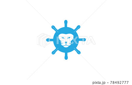 steering wheel ship with head lion logo vector icon illustration design steering wheel ship with head lion logo vector icon illustration design 78492777