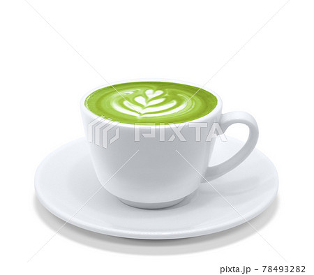 抹茶ラテ 抹茶オレ 飲み物 イラスト リアル ホットのイラスト素材