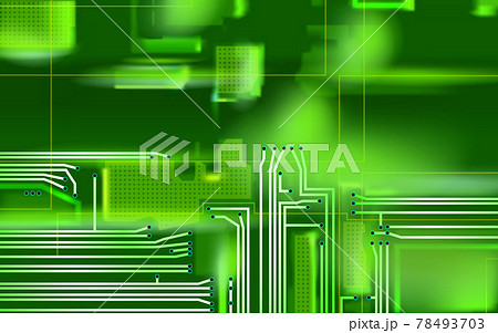 Green background. Abstract Hi-tech composition electronic.  Printed circuit board variant concept. 78493703