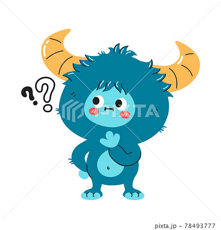 Cute Funny Yeti Monster Character With Question のイラスト素材