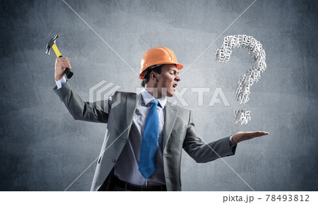 Businessman going to crash question mark Businessman going to crash question mark 78493812