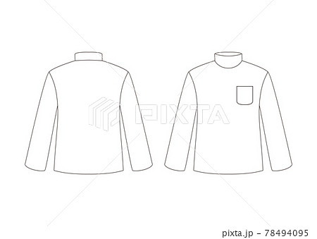 モックネック長袖（ポケットあり） テンプレート 表裏　白 78494095