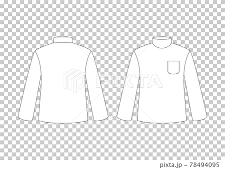 Mock neck long sleeves (with pockets) Template front and back white 78494095