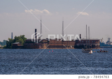 Russia June 6, 2021. Yachts and boats during the sailing regatta at the Kronstadt Sail Festival take place against the backdrop of the Emperor Peter I Fort, located near the fairway on the southern co Russia June 6, 2021. Yachts and boats during the sailing regatta at the Kronstadt Sail Festival take place against the backdrop of the Emperor Peter I Fort, located near the fairway on the southern co 78494763