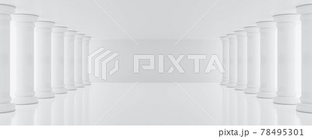 ampty abstract futuristic white hall studio with columns 3d render illustration 78495301