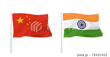 インドと中国の国旗 78495402