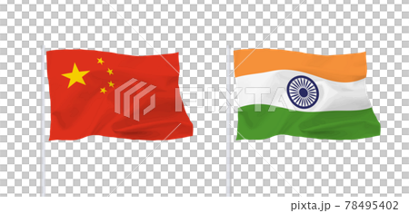 インドと中国の国旗 78495402