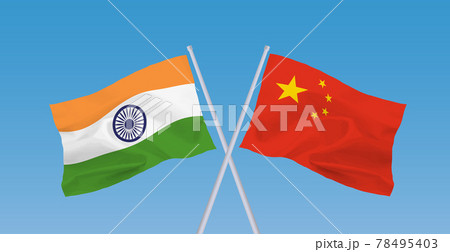 インドと中国の国旗 78495403