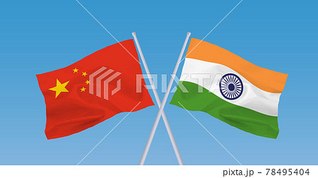 インドと中国の国旗 78495404