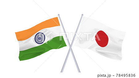 インドと日本の国旗のイラスト素材