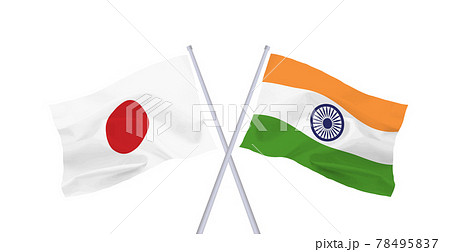 インドと日本の国旗のイラスト素材