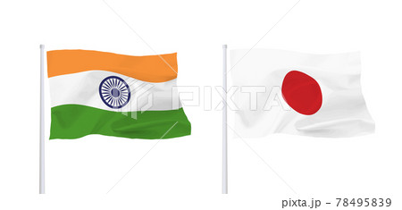 インドと日本の国旗のイラスト素材