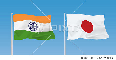 インドと日本の国旗のイラスト素材