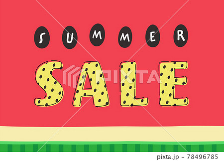 すいかモチーフのかわいい夏のセールの広告 バナー Dm 暑中お見舞に使えるはがき比率のテンプレのイラスト素材