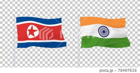 Flags of India and North Korea 78497618