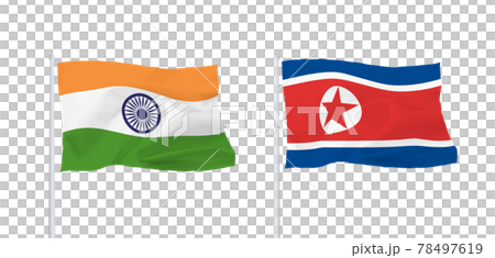 Flags of India and North Korea 78497619