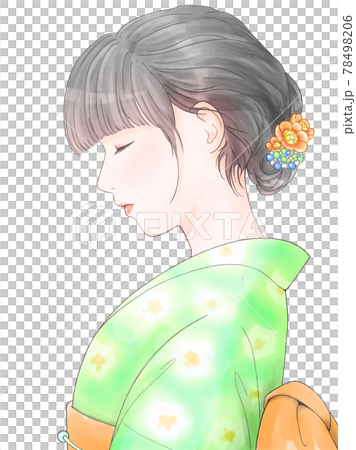 側身綠色浴衣女人 側身綠色浴衣女人 78498206