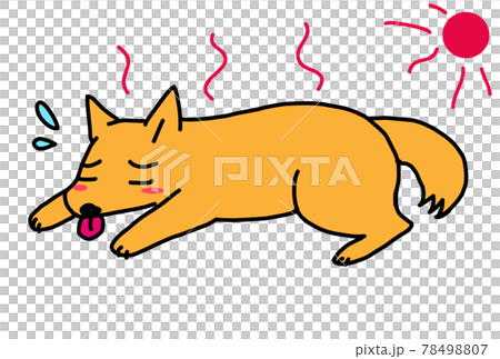 夏バテしている犬のイラストのイラスト素材