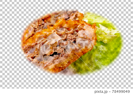 家庭的で素朴な自家製の「粗挽きミンチのミンチカツ」水彩画風  絵手紙 78499049