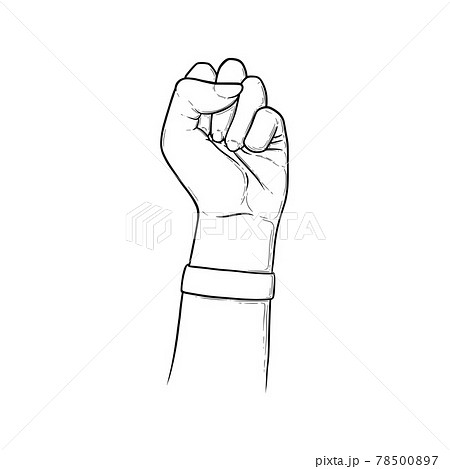 Fist raised in the air. Hand gesture as symbol of fight, freedom and determination. Vector illustration isolated in white background Fist raised in the air. Hand gesture as symbol of fight, freedom and determination. Vector illustration isolated in white background 78500897