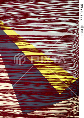 Abstract installation of red rope colored cardboard sheets Abstract installation of red rope colored cardboard sheets 78501586