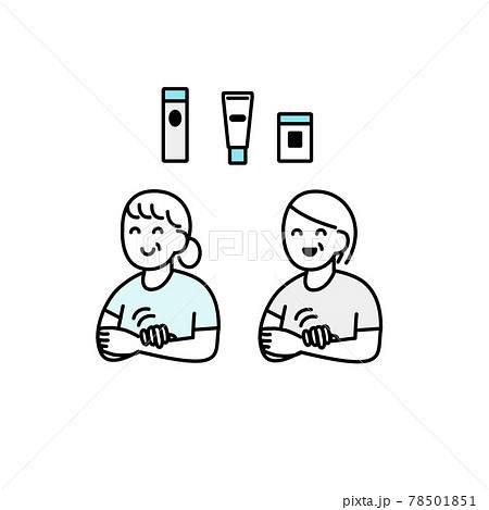 保湿剤や日焼け止めを塗る人イラスト素材のイラスト素材
