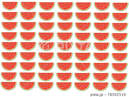 カットしたスイカ沢山のカラーイラストのイラスト素材