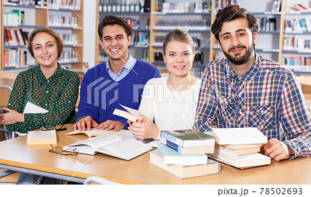 group of students preparing together for exam group of students preparing together for exam 78502693